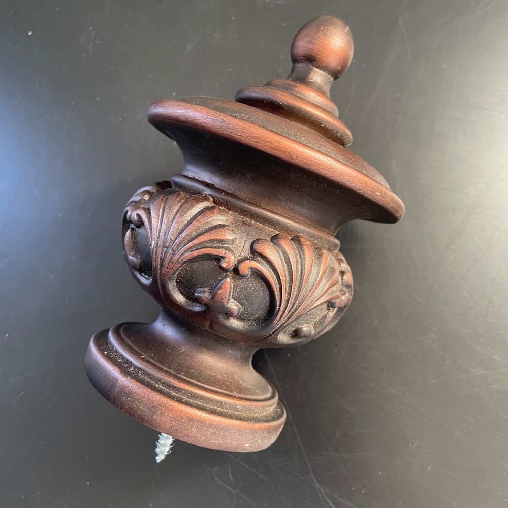 allen + roth 1 Curtain Rod Finial REPLACEMENT PIECE Cocoa Wood Home Decor 301396